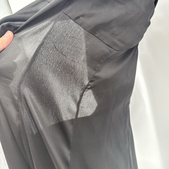 Topshop Black Satin Long Midi Dress Floral Embroidery Size 2 Formal - Picture 12 of 12